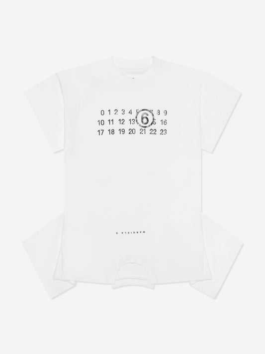 MM6 Maison Margiela 女童白色不对称 T 恤连衣裙
