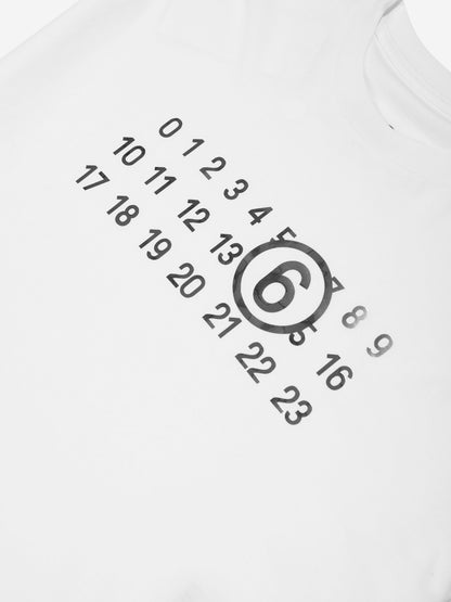 MM6 Maison Margiela 女童白色不对称 T 恤连衣裙