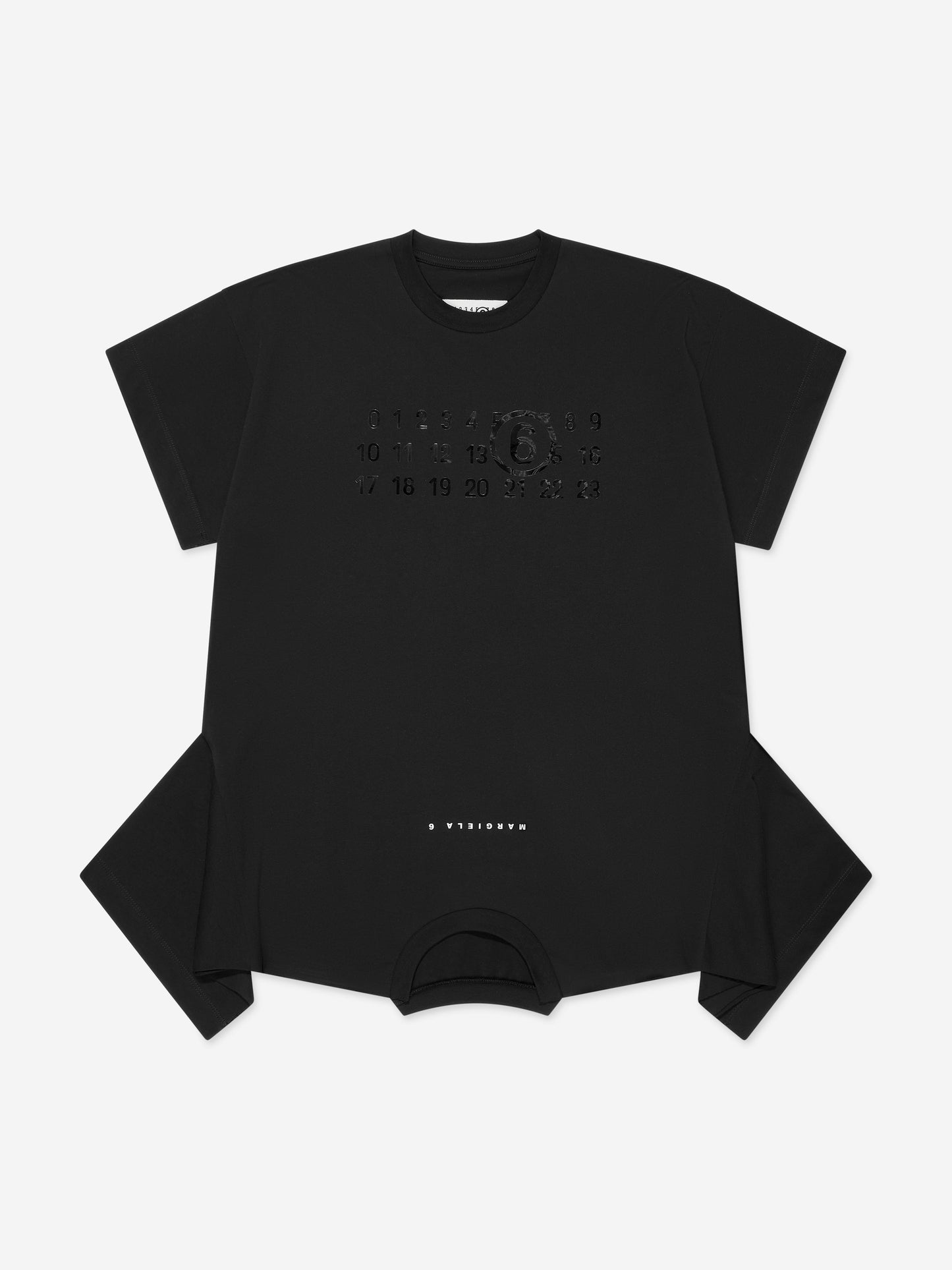 MM6 Maison Margiela 女童不对称 T 恤连衣裙（黑色）