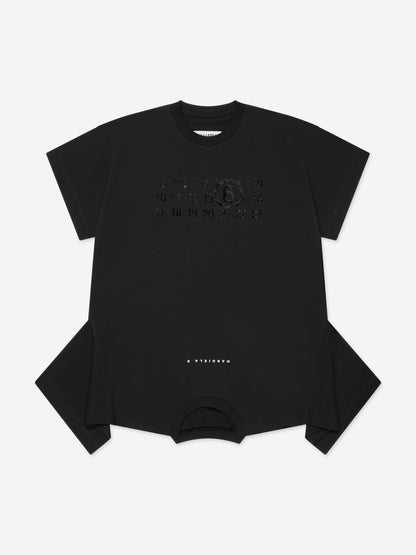 MM6 Maison Margiela 女童不对称 T 恤连衣裙（黑色）