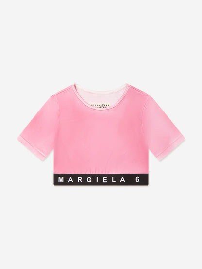 MM6 Maison Margiela 儿童短款徽标 T 恤（粉色）
