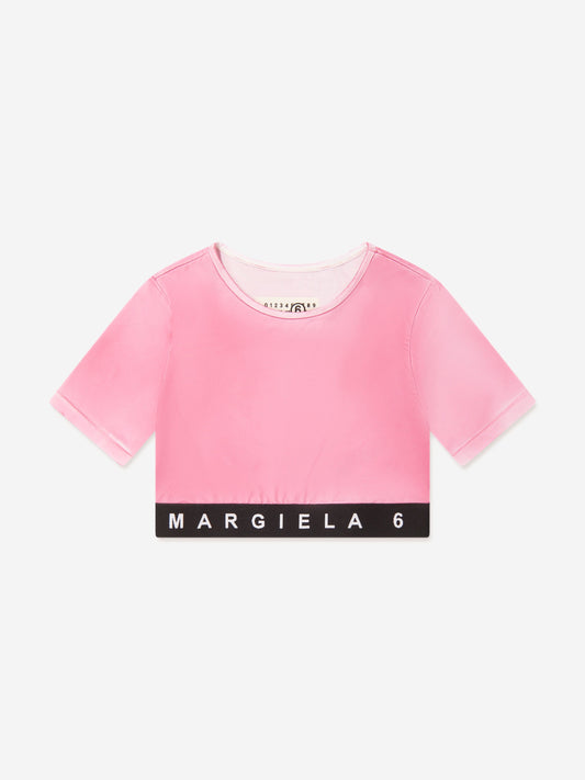 MM6 Maison Margiela 儿童短款徽标 T 恤（粉色）