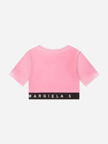 MM6 Maison Margiela 儿童短款徽标 T 恤（粉色）