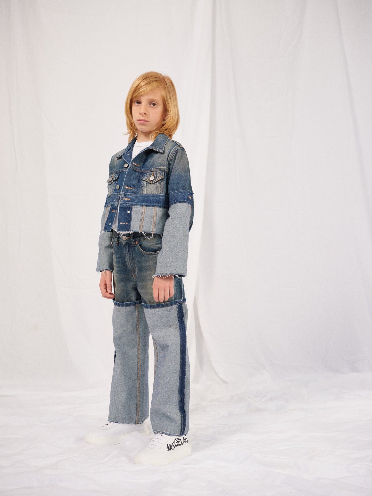 MM6 Maison Margiela 儿童 Re-Cut 渐变色牛仔夹克（蓝色）
