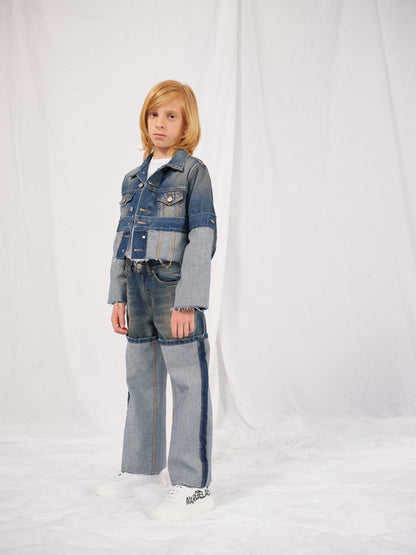MM6 Maison Margiela 儿童 Re-Cut 渐变色牛仔夹克（蓝色）