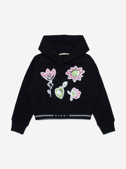MARNI 女童贴花连帽衫（黑色）