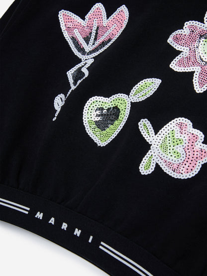 MARNI 女童贴花连帽衫（黑色）