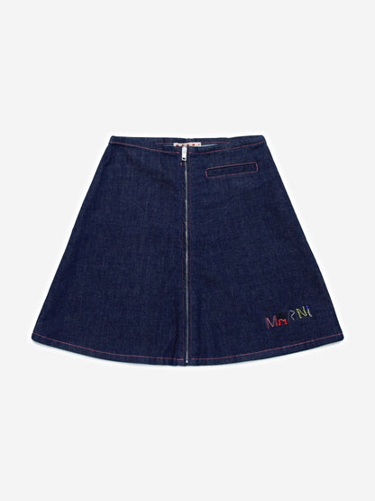 MARNI 女童拉链牛仔半身裙（蓝色）