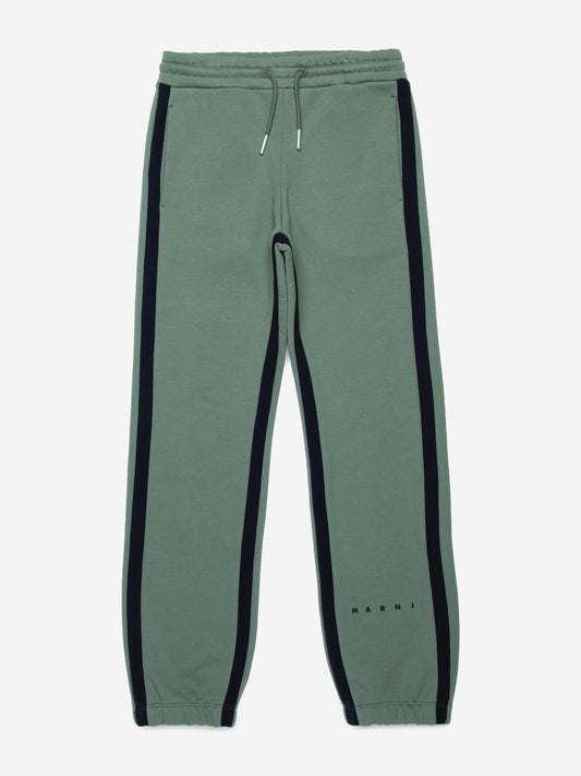 MARNI Kids 徽标慢跑裤（绿色）