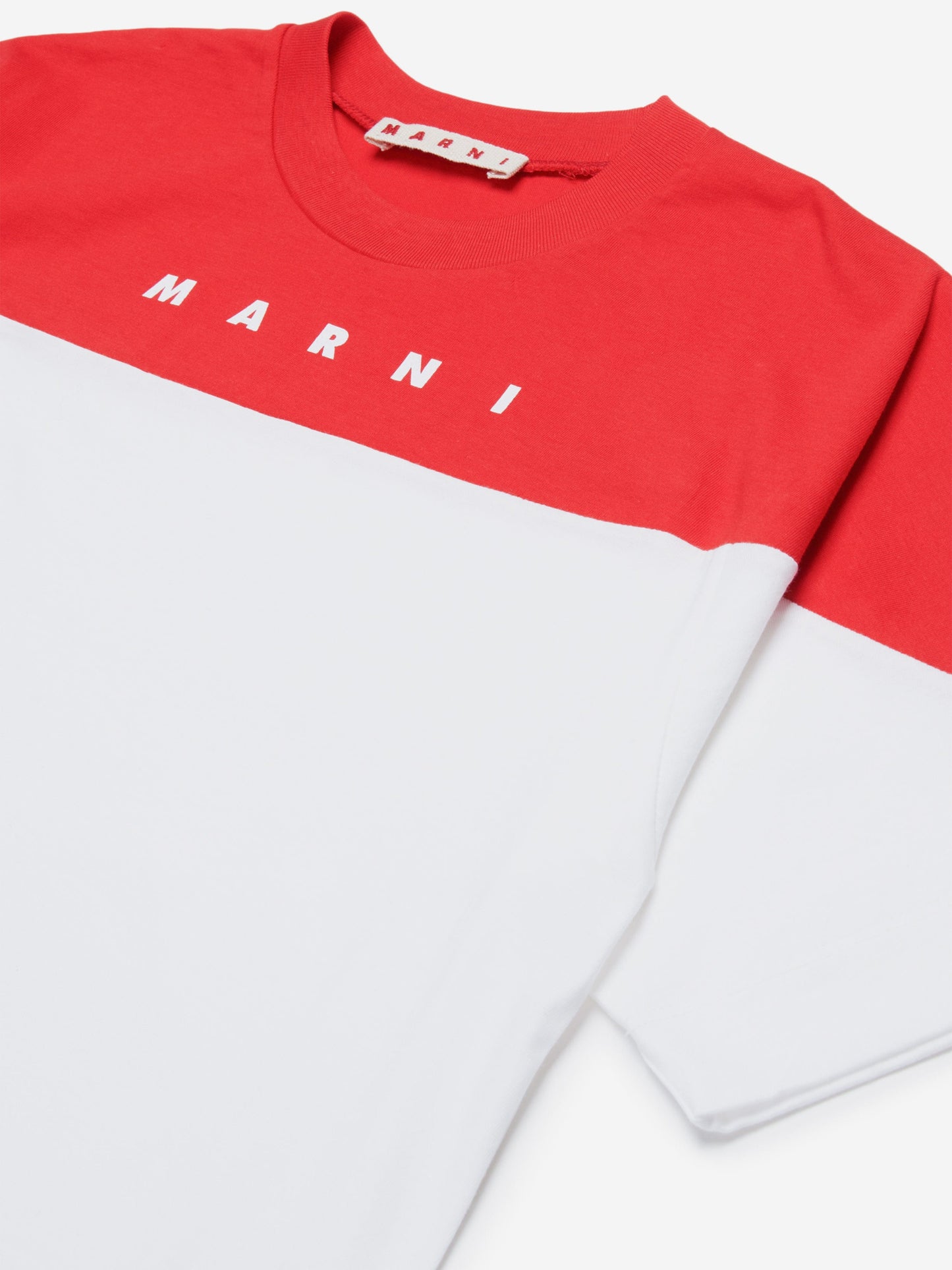 MARNI 儿童白色拼色 T 恤