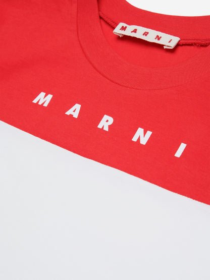 MARNI 儿童白色拼色 T 恤