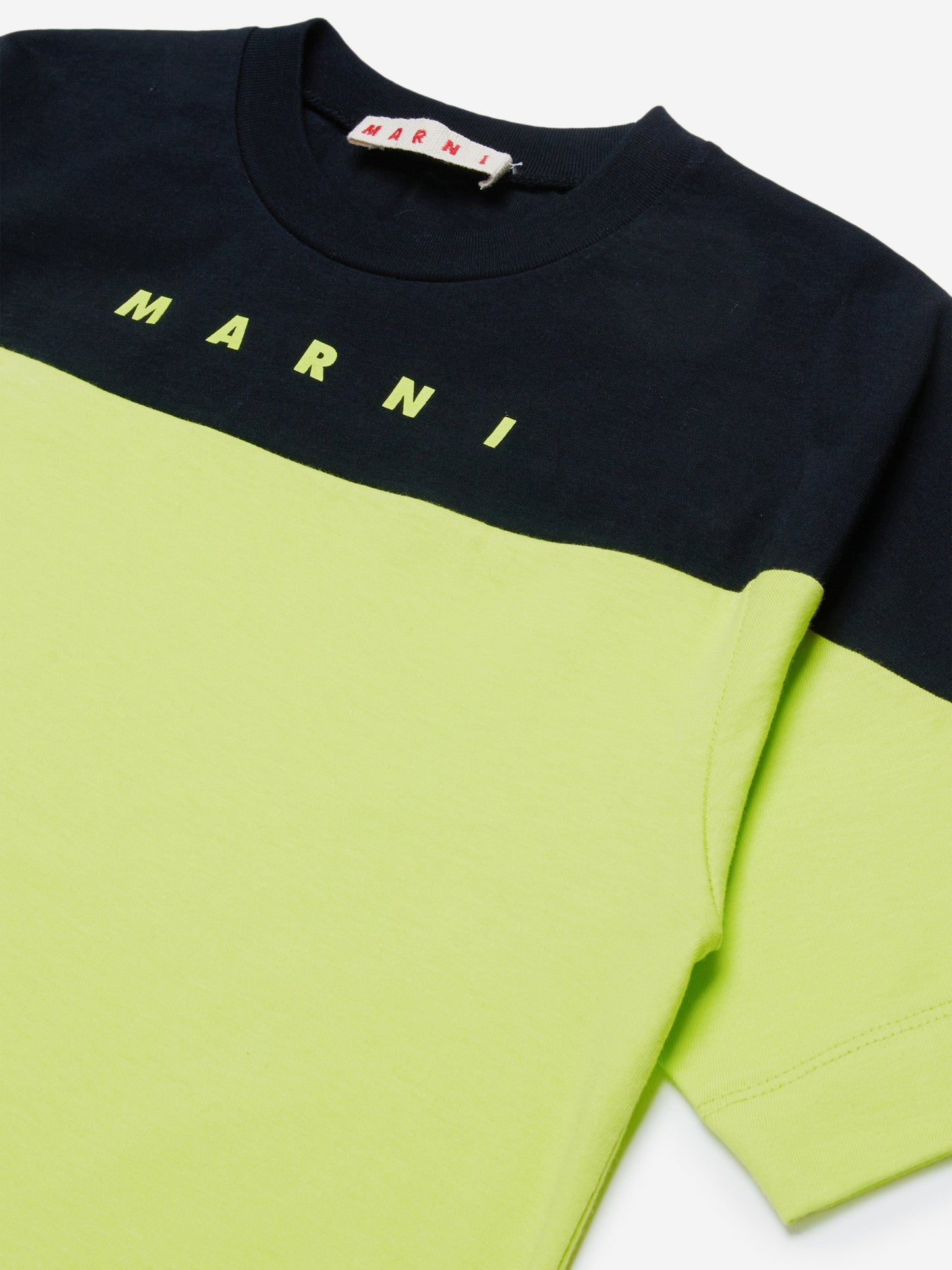 MARNI 儿童绿色拼色 T 恤