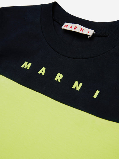 MARNI 儿童绿色拼色 T 恤