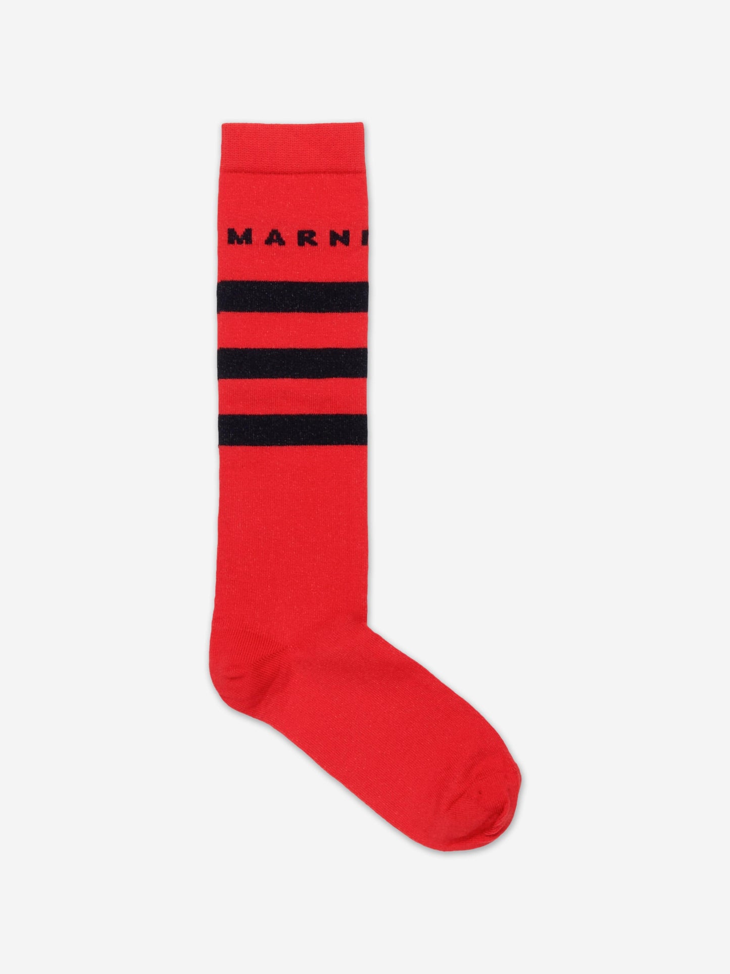MARNI Kids 红色条纹徽标袜子