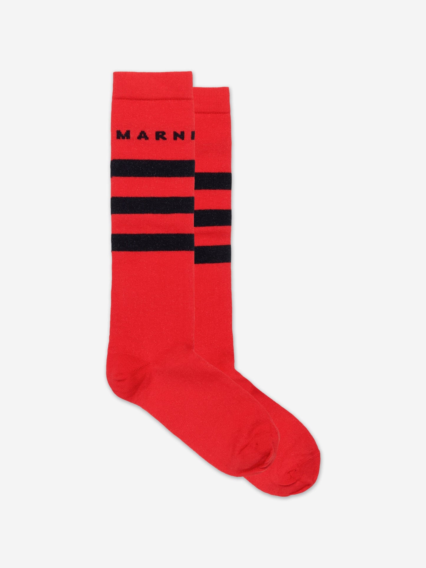 MARNI Kids 红色条纹徽标袜子