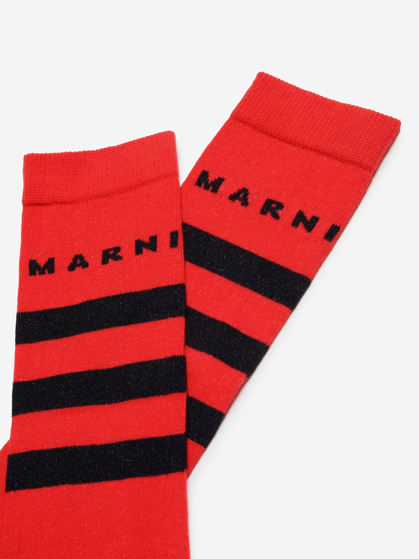 MARNI Kids 红色条纹徽标袜子