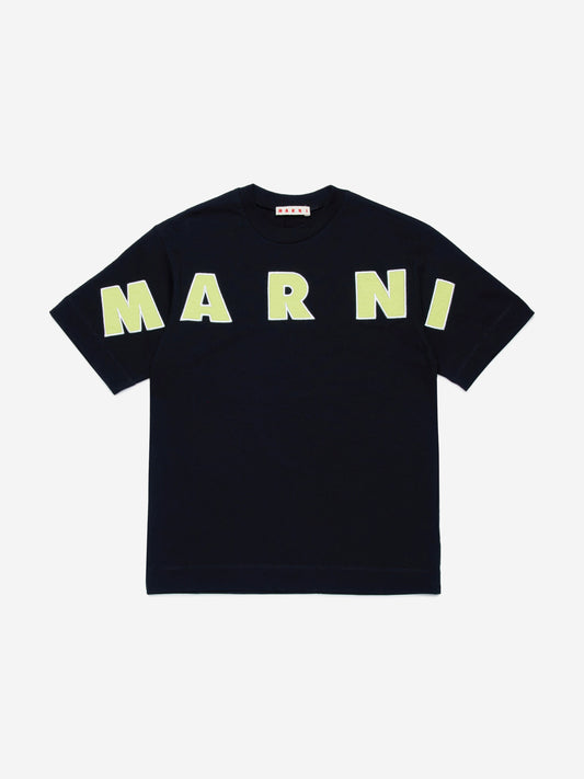 MARNI 儿童黑色徽标 T 恤