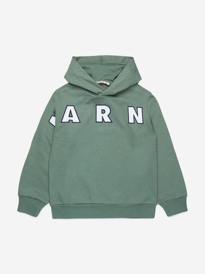 MARNI 儿童绿色徽标连帽衫