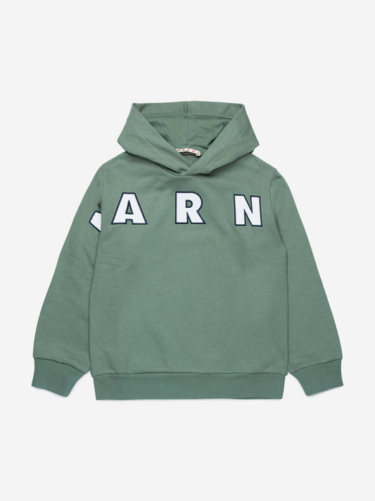 MARNI 儿童绿色徽标连帽衫
