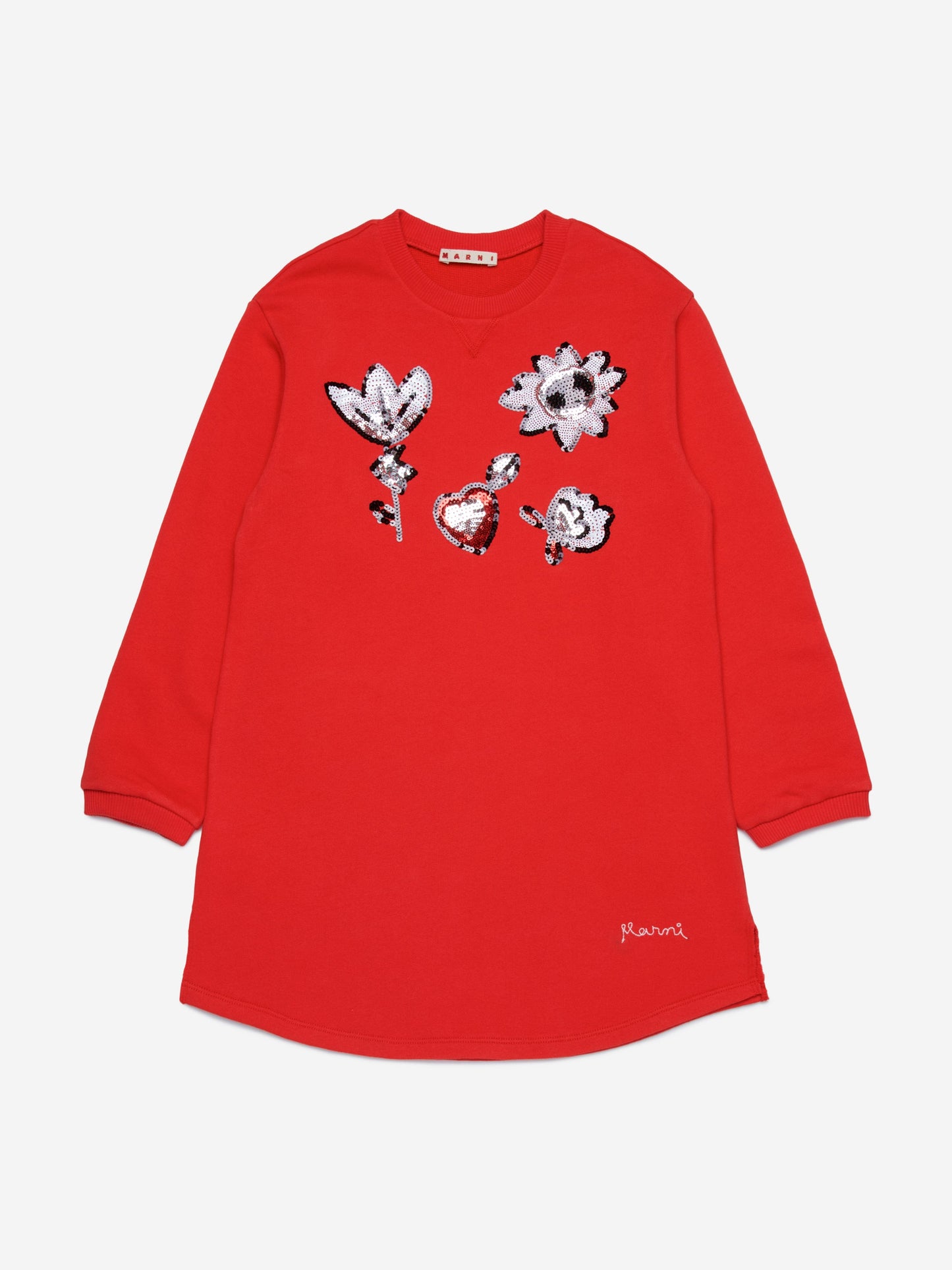 MARNI 女童红色贴花连衣裙