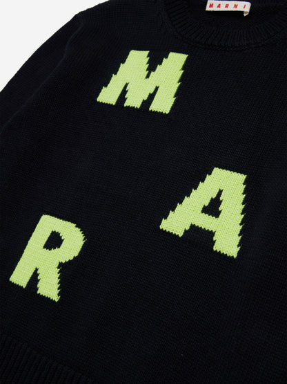 MARNI Kids 徽标套头衫 黑色
