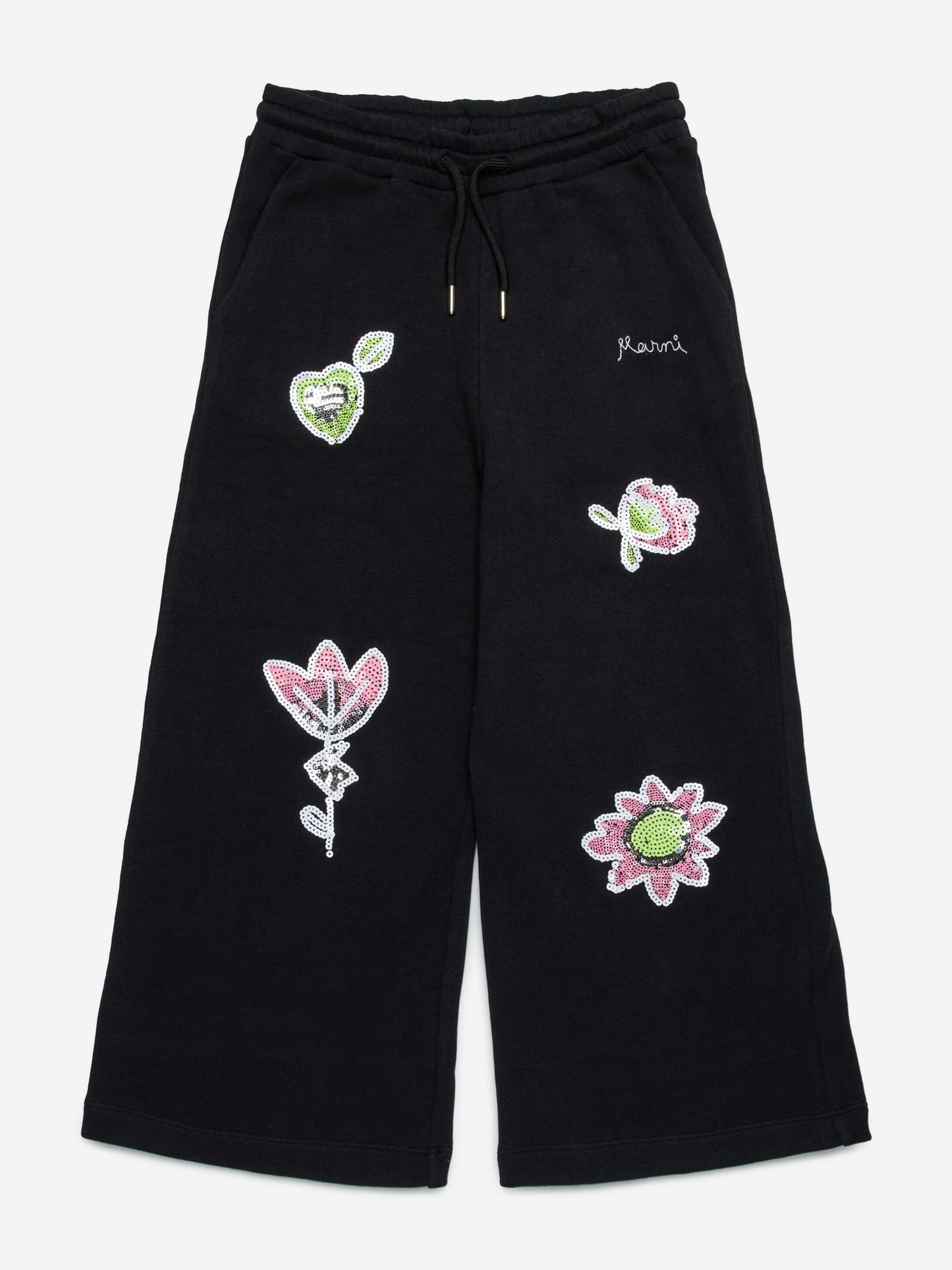 女童黑色贴花长裤