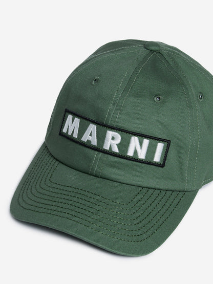 MARNI Kids 绿色徽标帽子
