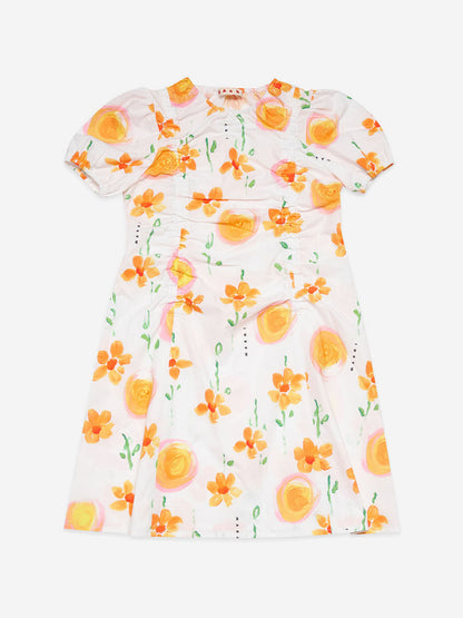 MARNI 女童白色花卉印花府绸连衣裙