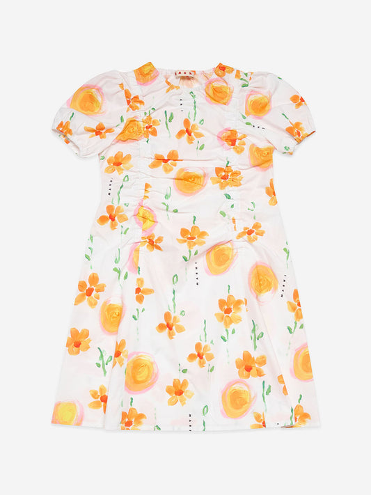 MARNI 女童白色花卉印花府绸连衣裙