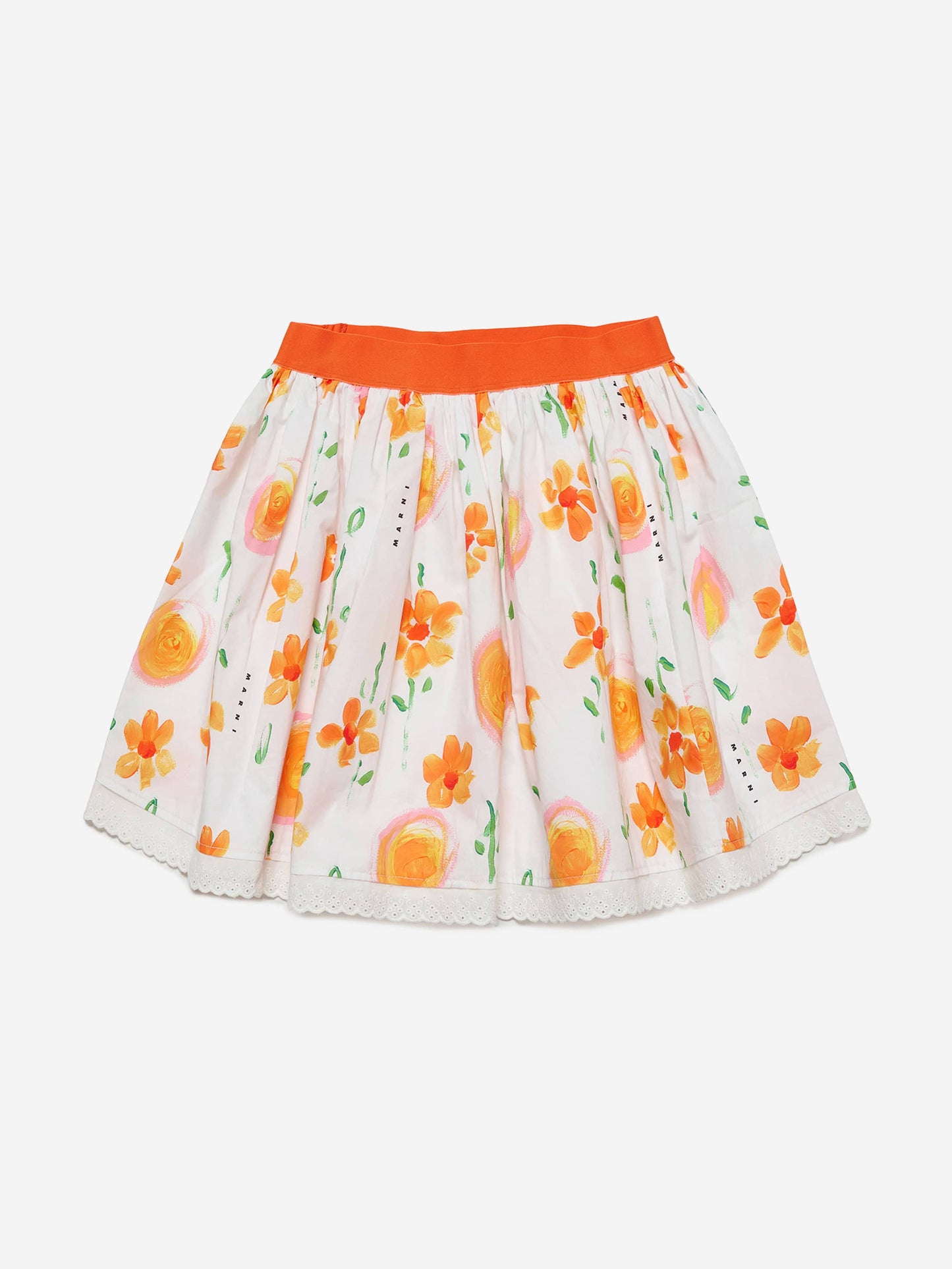 MARNI 女童花朵印花半身裙（白色）