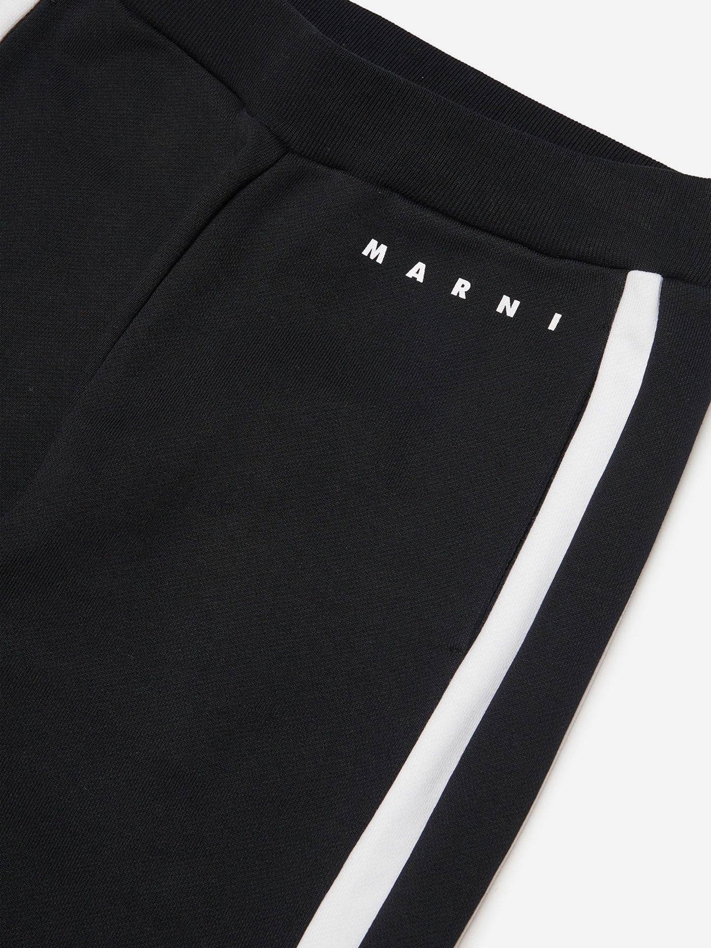 MARNI 儿童条纹徽标慢跑裤（黑色）