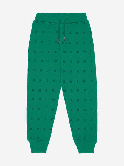 MARNI Kids 徽标慢跑裤（绿色）