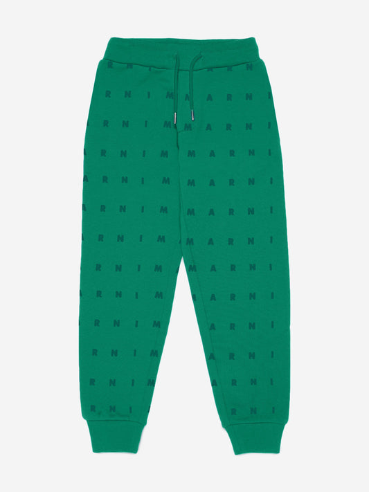 MARNI Kids 徽标慢跑裤（绿色）