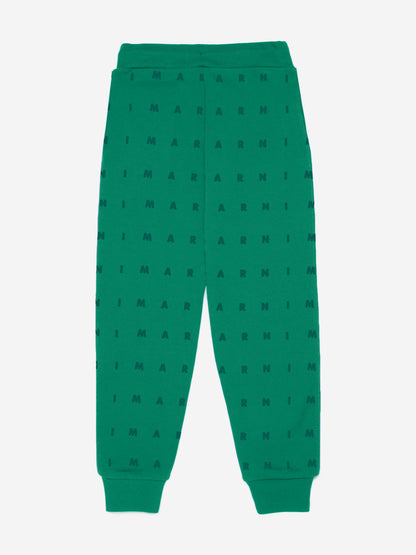 MARNI Kids 徽标慢跑裤（绿色）