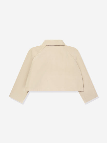 Girls Gabardine Logo Jacket in Beige