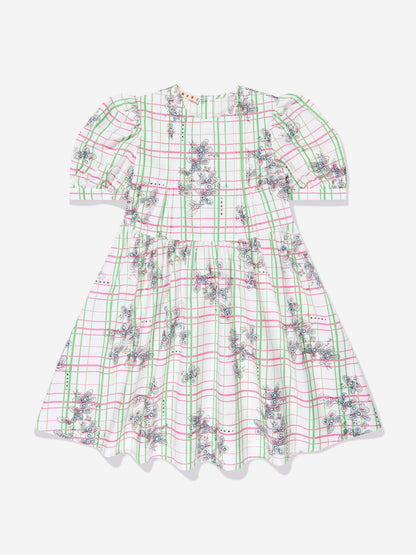 Girls Checked Floral Dress in Multicolour