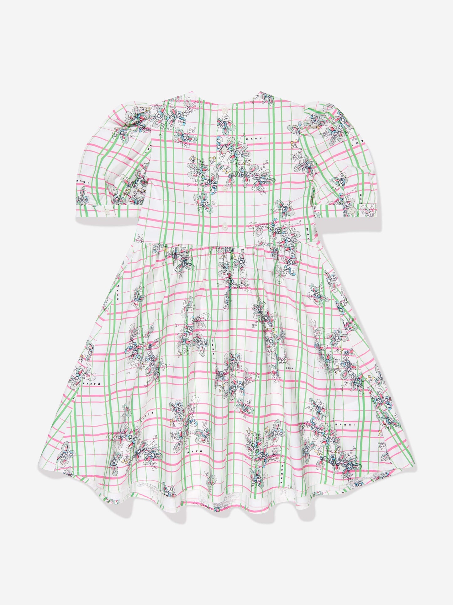 Girls Checked Floral Dress in Multicolour