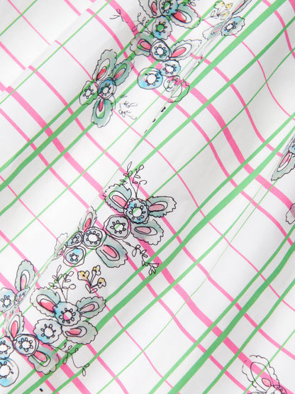 Girls Checked Floral Dress in Multicolour