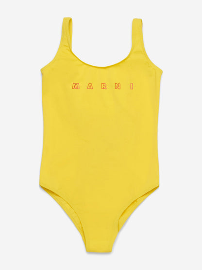 Girls Logo Swimsuit in Yellow