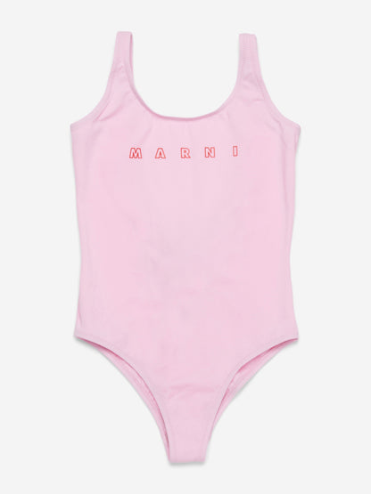 Girls Logo Swimsuit in Pink