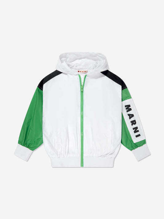 Kids Logo Zip Up Jacket in White