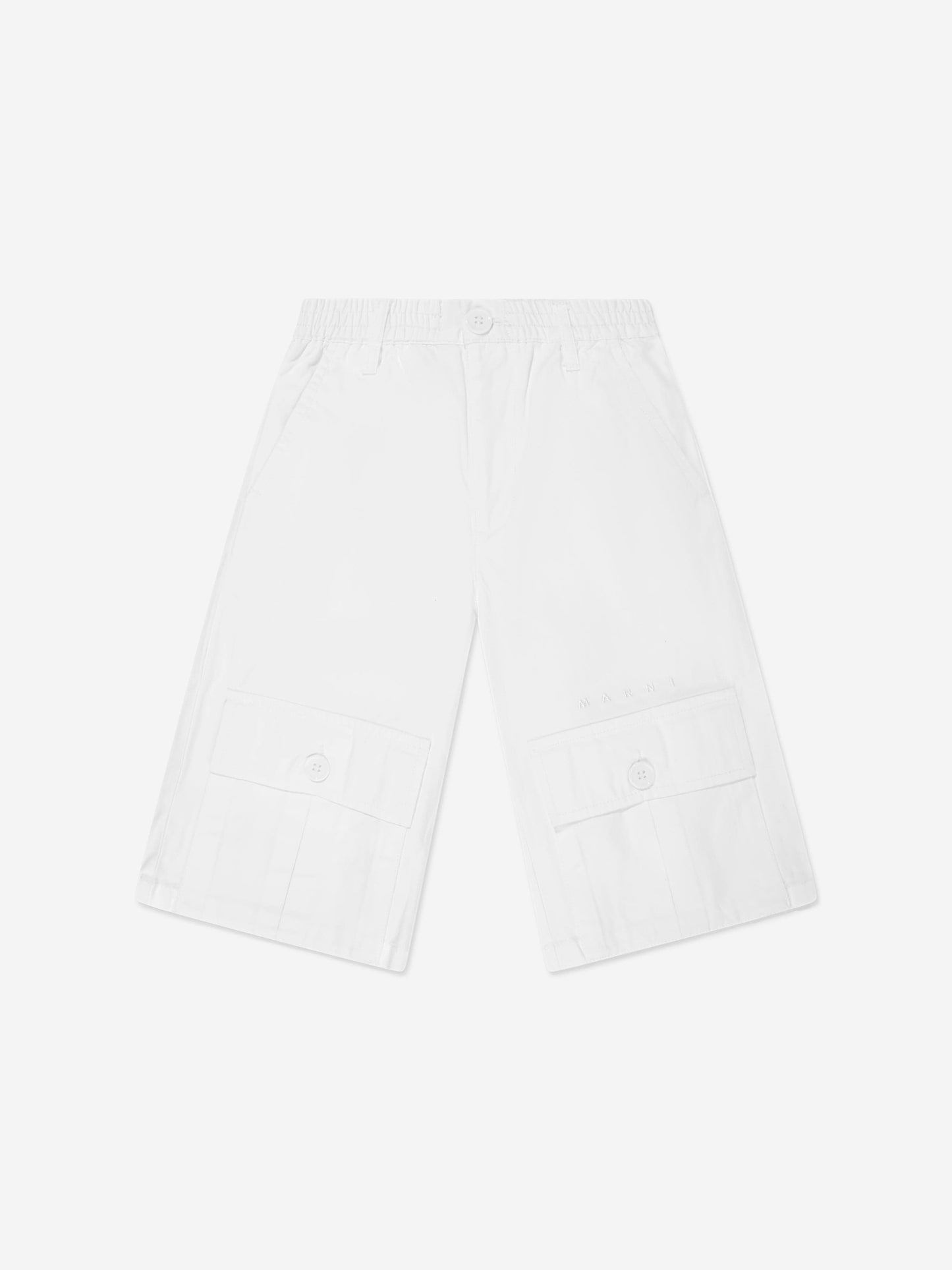 Kids Gabardine Pocket Short Pants in White