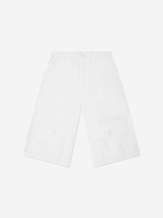 Kids Gabardine Pocket Short Pants in White