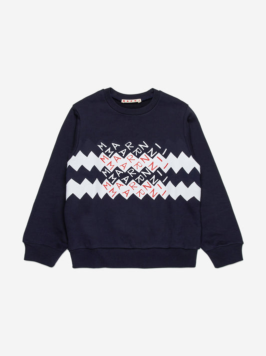 Kids Zigzag Logo Sweatshirt in Navy