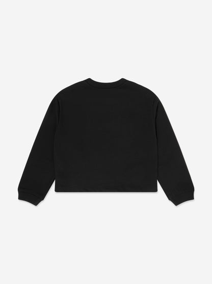 Girls Studded Gem Logo Sweatshirt in Black