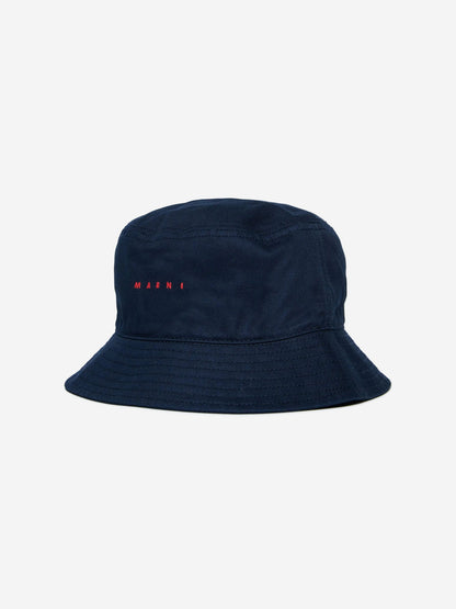Kids Gabardine Logo Bucket Hat in Navy
