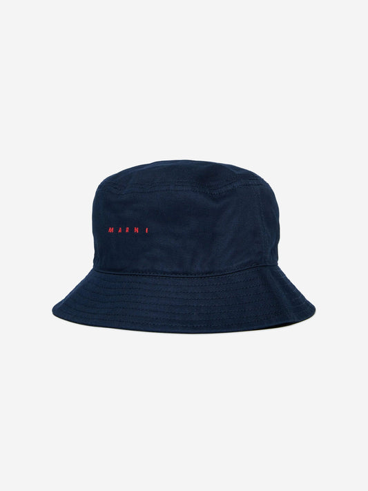 Kids Gabardine Logo Bucket Hat in Navy