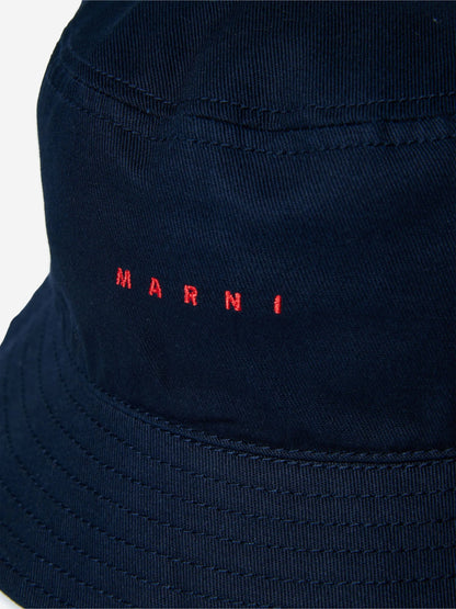 Kids Gabardine Logo Bucket Hat in Navy