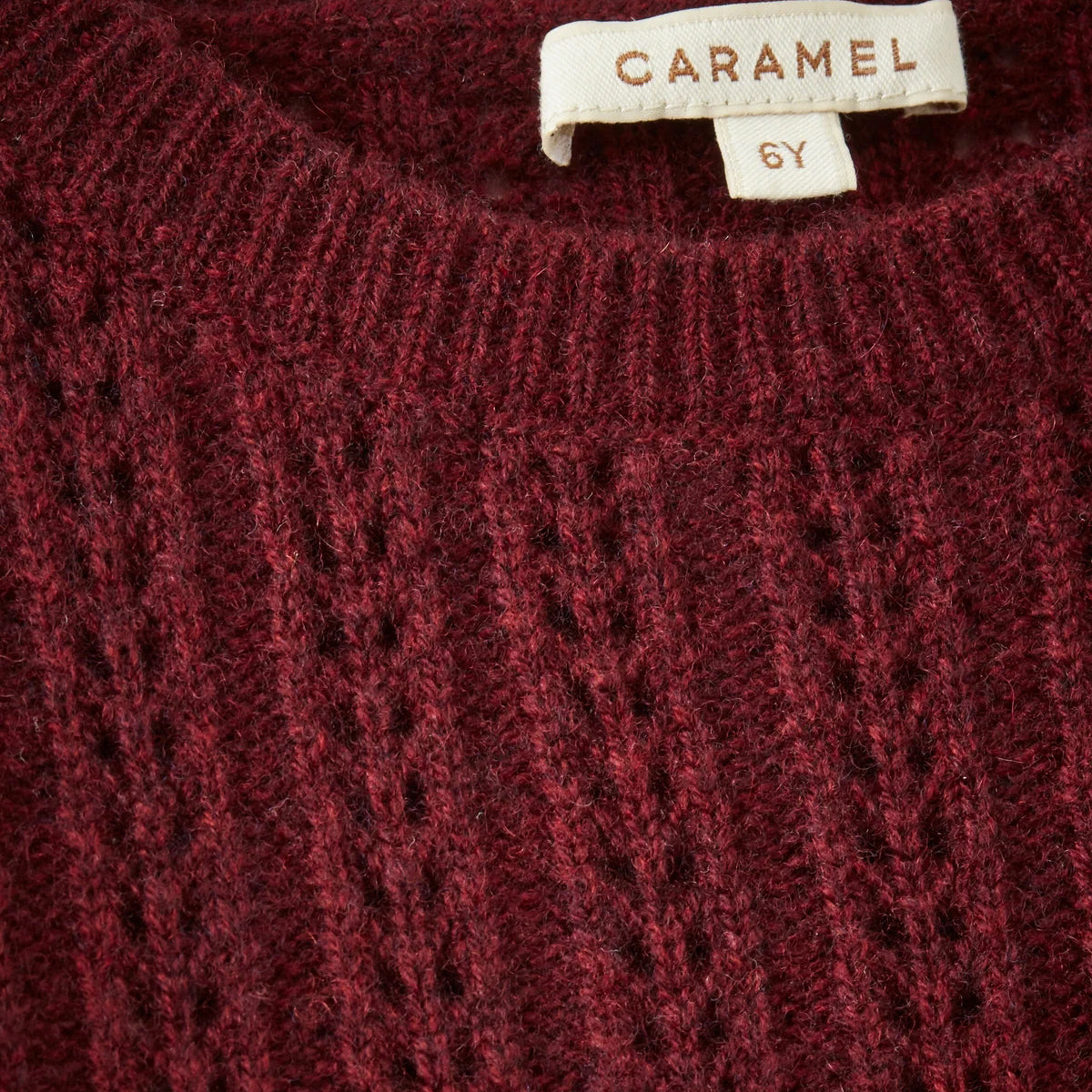 儿童酒红色羊毛背心