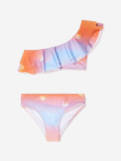 Molo Girls Sun Print Nikkie 橙色不对称比基尼